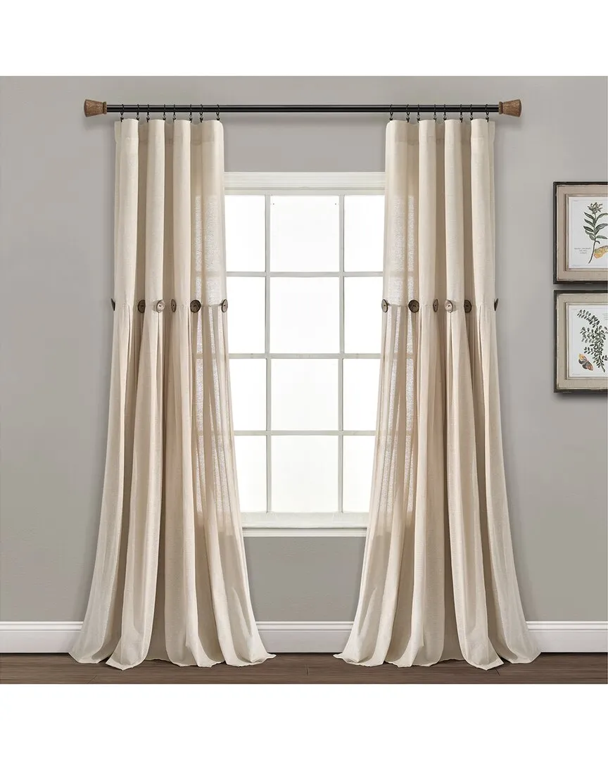 Linen Button Window Curtain - Linen, Cotton Blend
