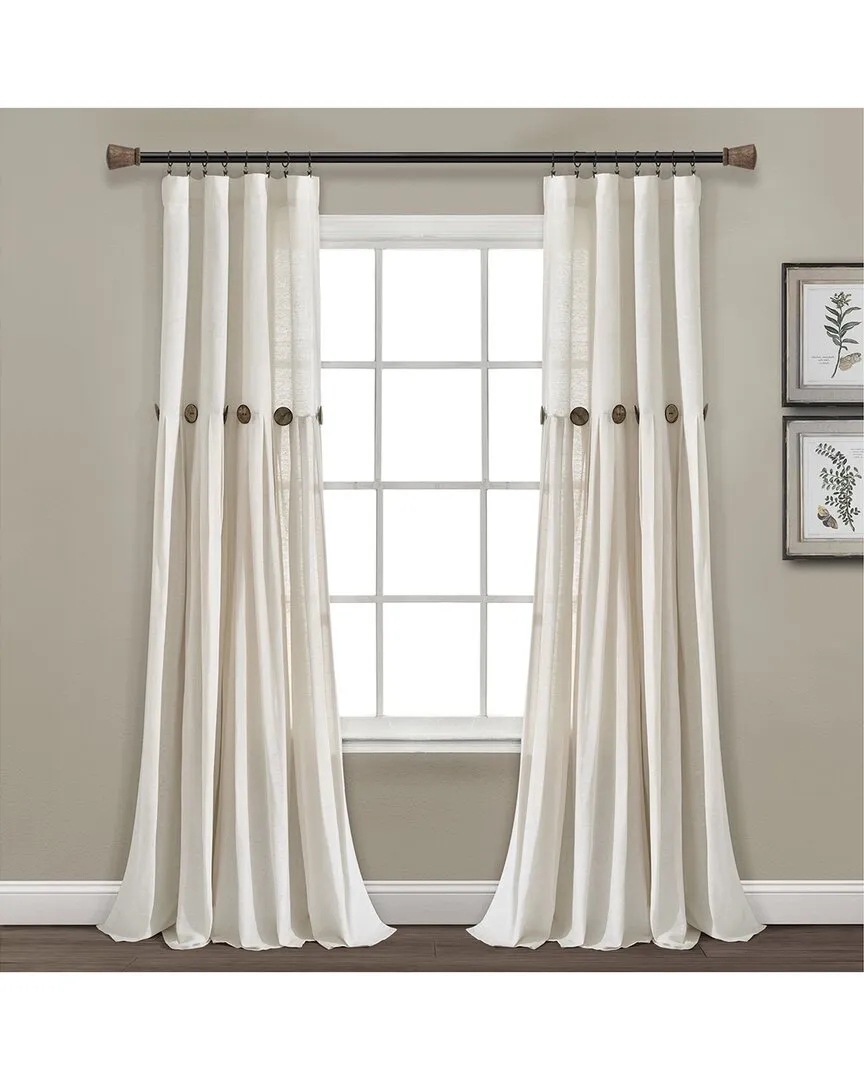 Linen Button Window Curtain - Off White, Cotton Blend
