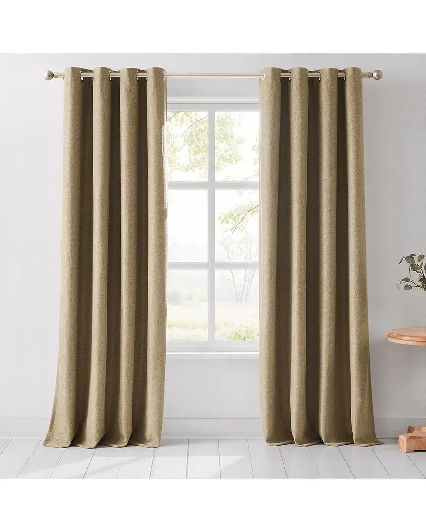 Meena Slub 100% Blackout Window Curtain Panels - Golden Wheat