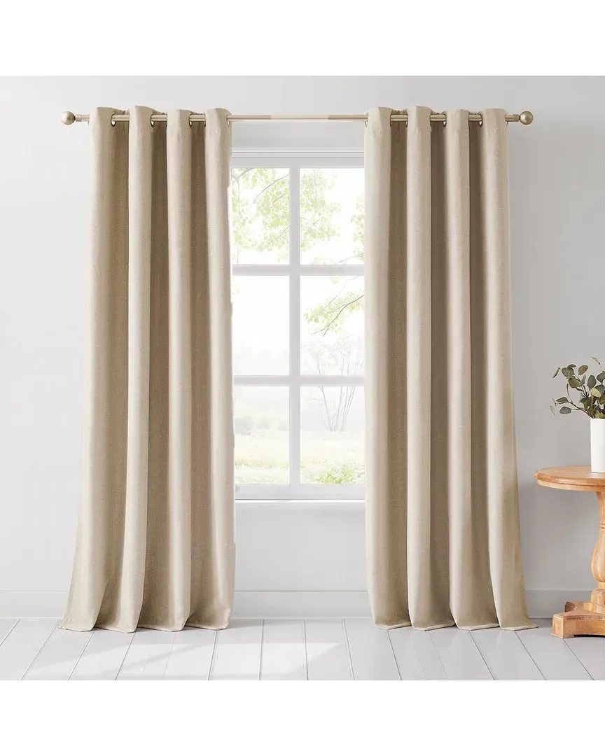 Meena Slub 100% Blackout Window Curtain Panels - Neutral