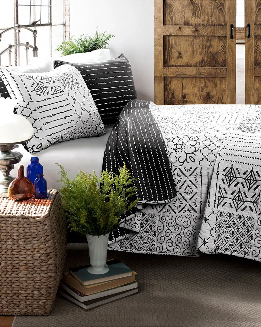Monique 3-Piece Quilt Set - Charcoal, Cotton