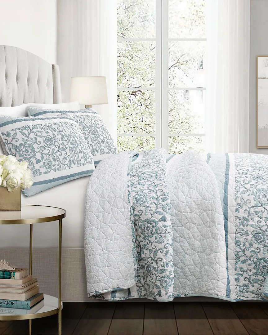 Nisha 3-Piece Quilt Set - Blue