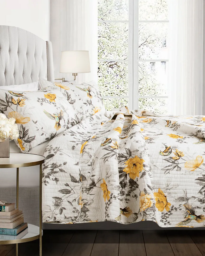 Penrose Floral Quilt 3pc Set - Yellow, Cotton
