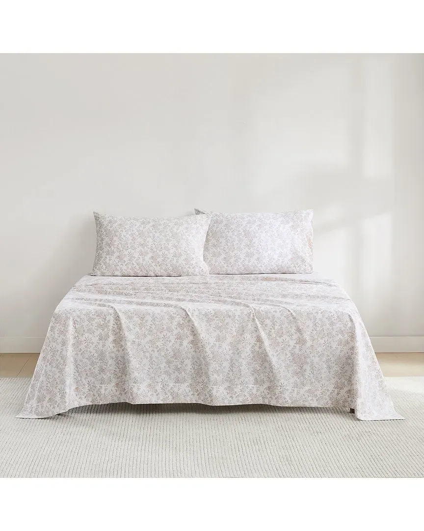 Peony Toile Cotton Sheet Set - Peach