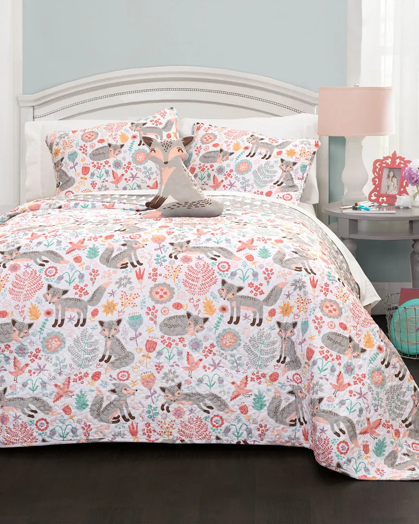 Pixie Fox Quilt Set - Grey, Polyester image