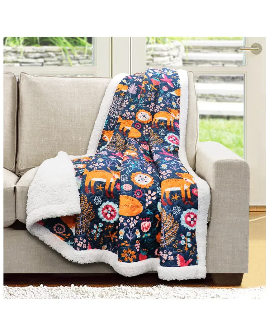 Pixie Fox Sherpa Throw - Navy, Polyester