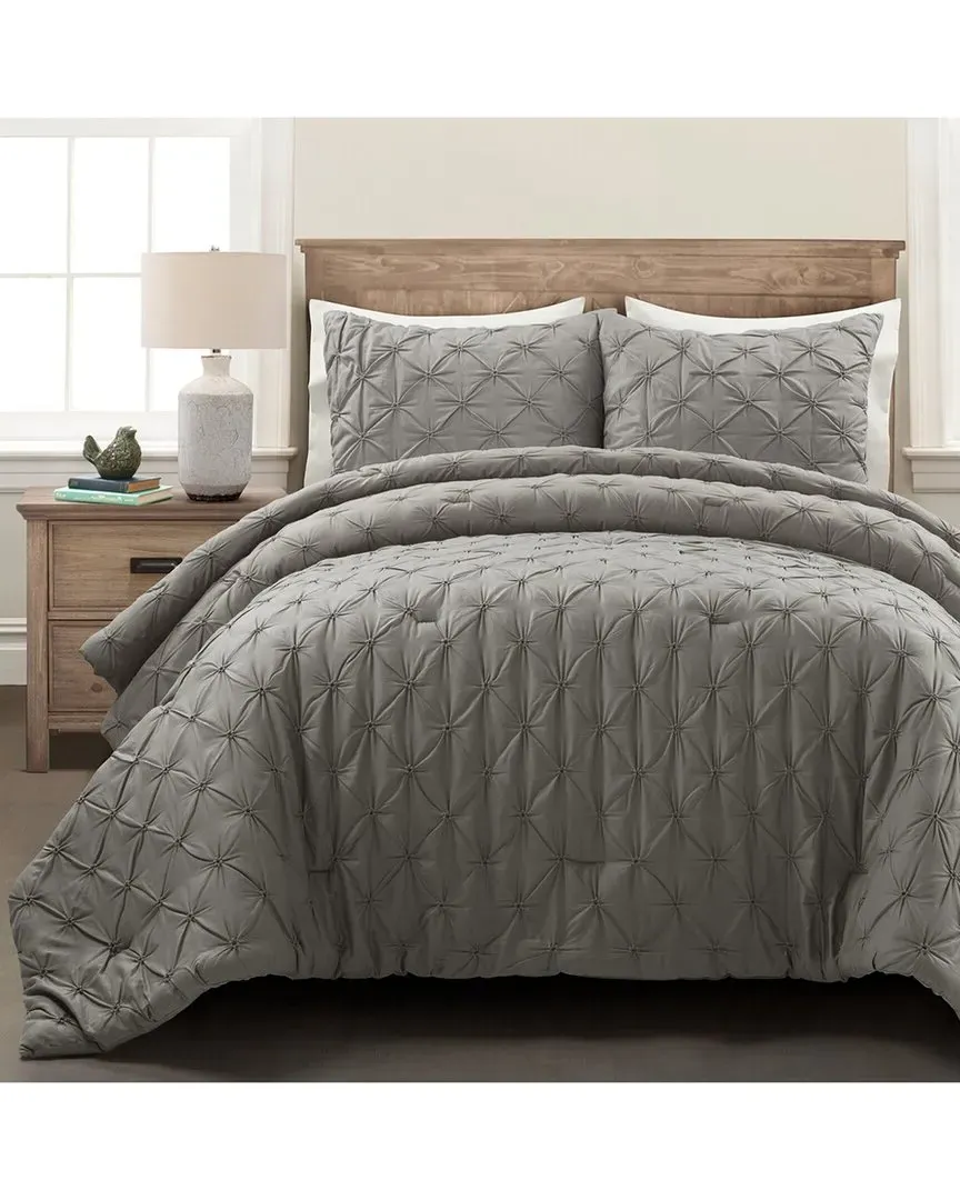 Ravello 3-Piece Pintuck Comforter Set - Gray, Cotton image