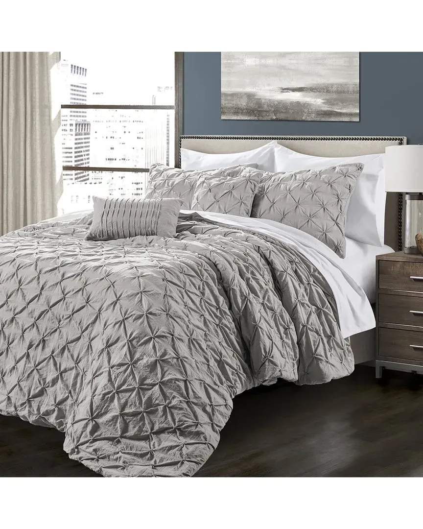 Ravello Pintuck Comforter Set - Gray, Polyester