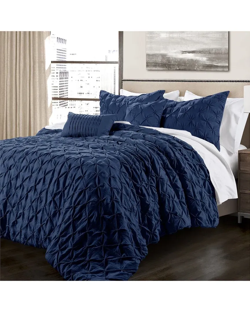 Ravello Pintuck Comforter Set - Navy, Polyester