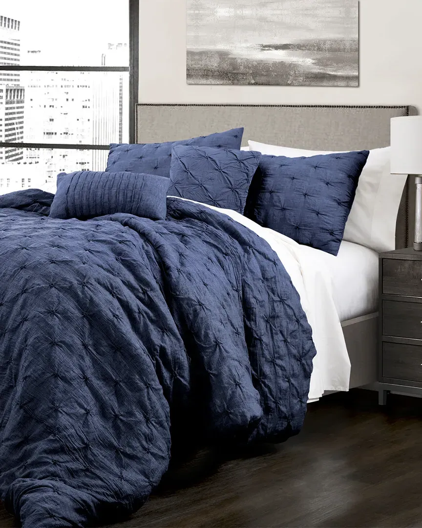 Ravello Pintuck Comforter Set - Navy, Polyester