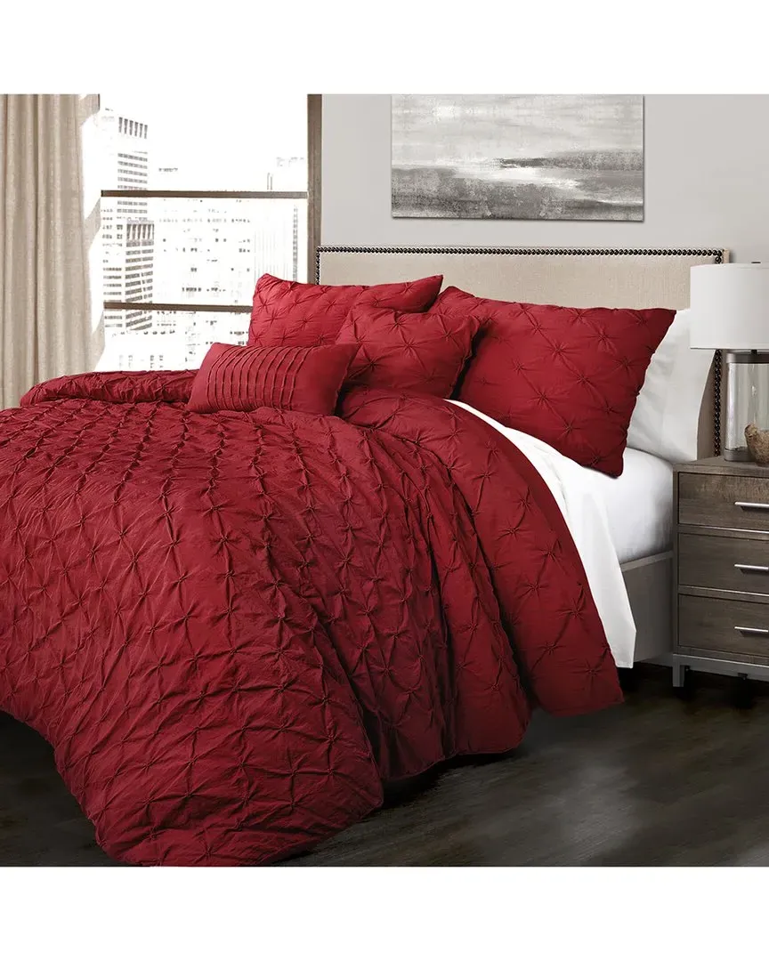 Ravello Pintuck Comforter Set - Red, Polyester