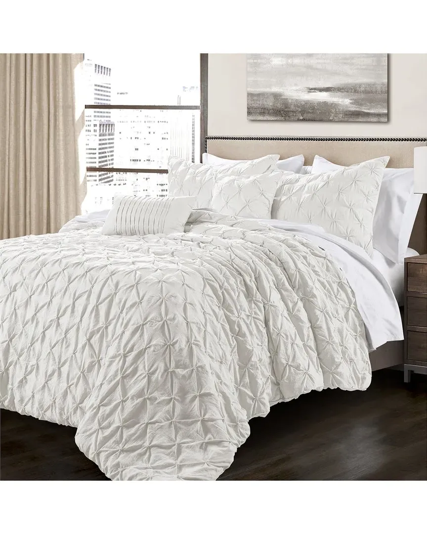 Ravello Pintuck Comforter Set - White, Polyester