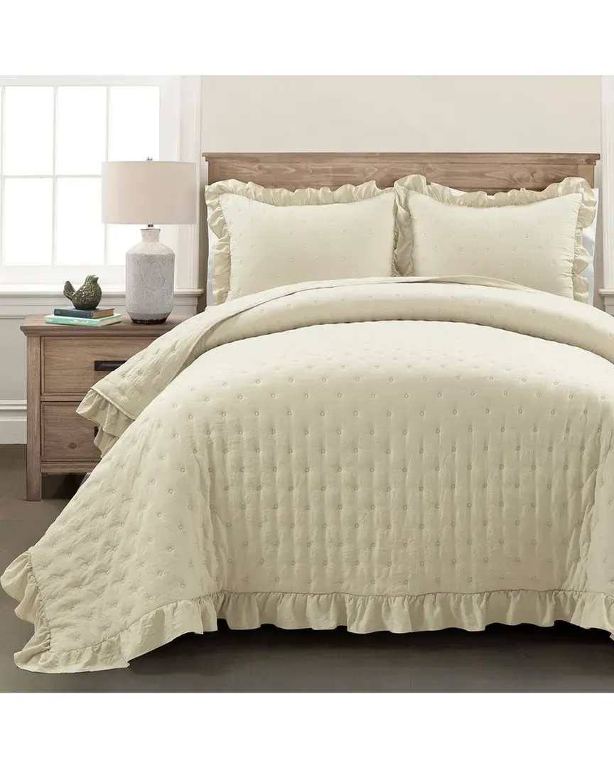 Reyna Reversible Oversized Quilt Set - Beige, Polyester image