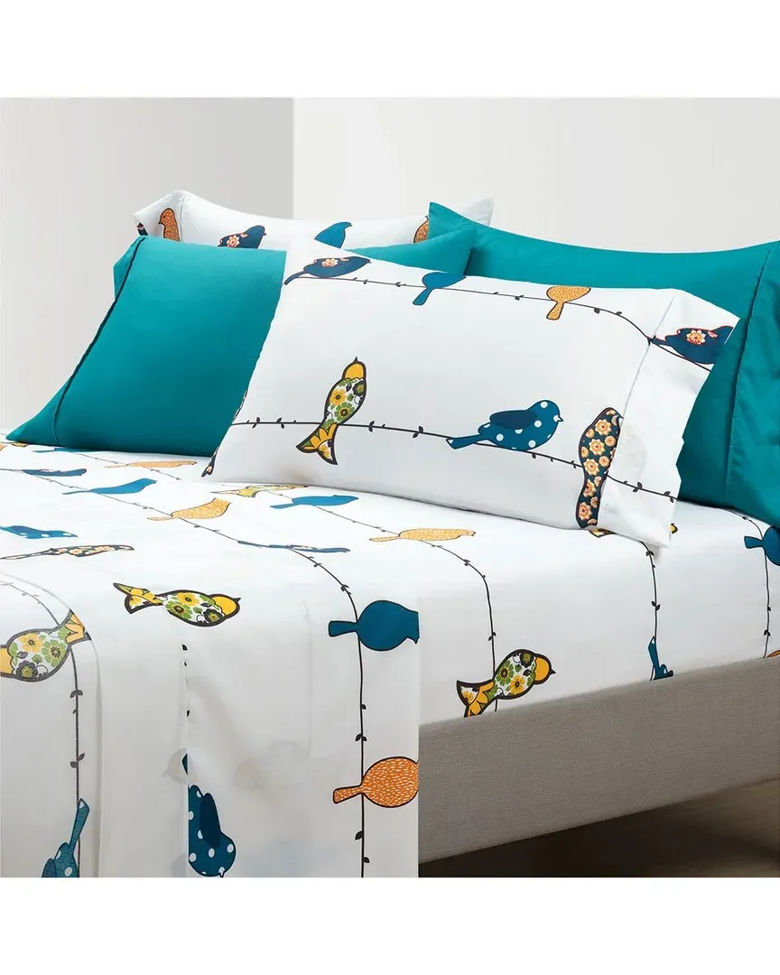 Rowley Birds Sheet Set with Pleat Detail - Multi, Polyester