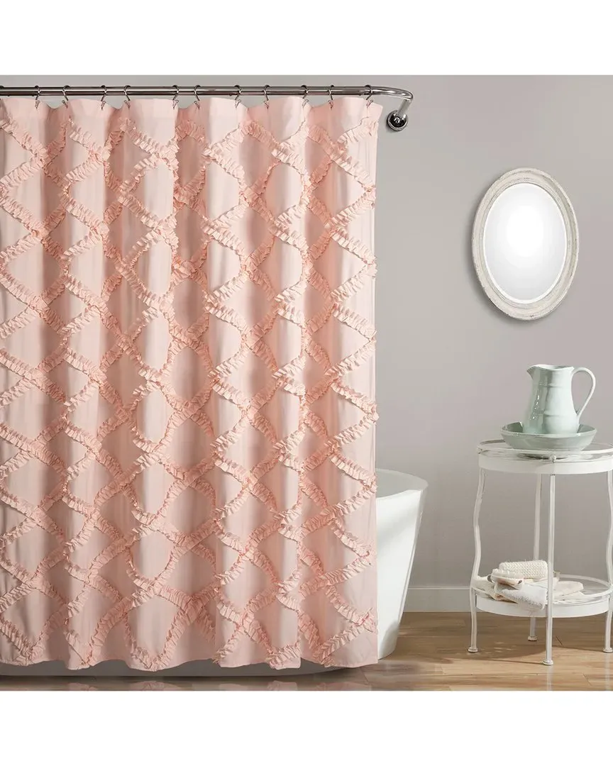 Ruffle Diamond Shower Curtain - Blush, Polyester image