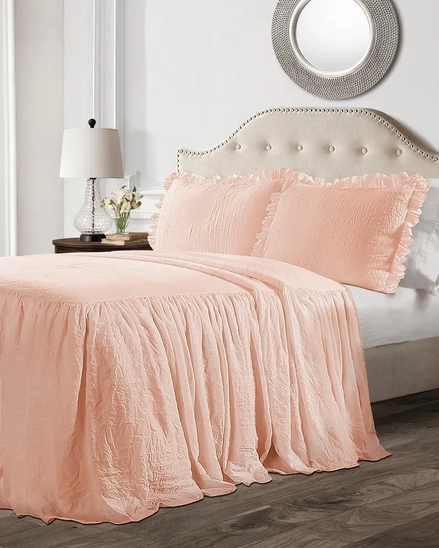 Ruffle Skirt 3-Piece Bedspread Set - Blush image
