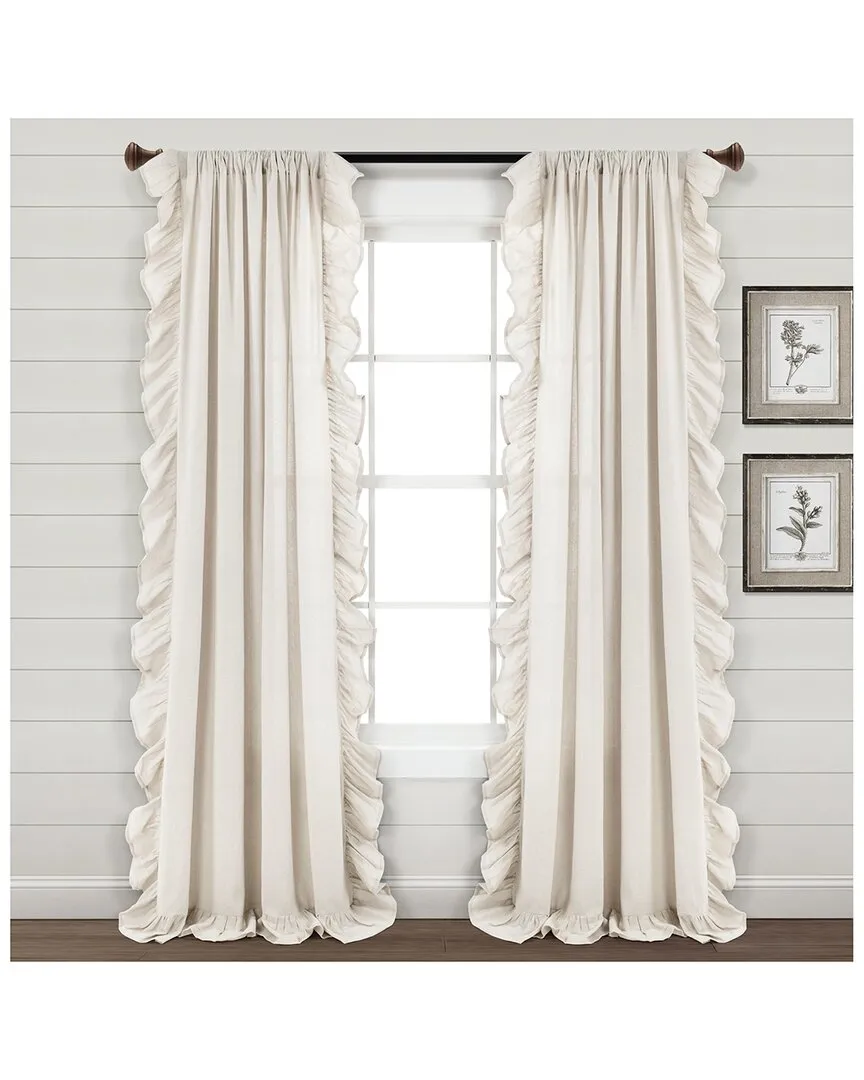 Ruffle Window Curtain Single Panel - White, Cotton Blend