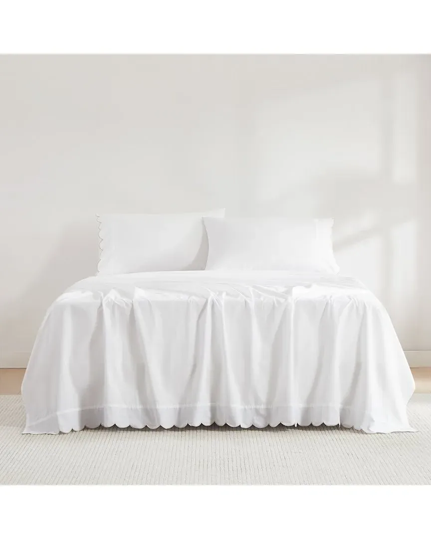 Scalloped Edge Cotton Sheet Set - Neutral