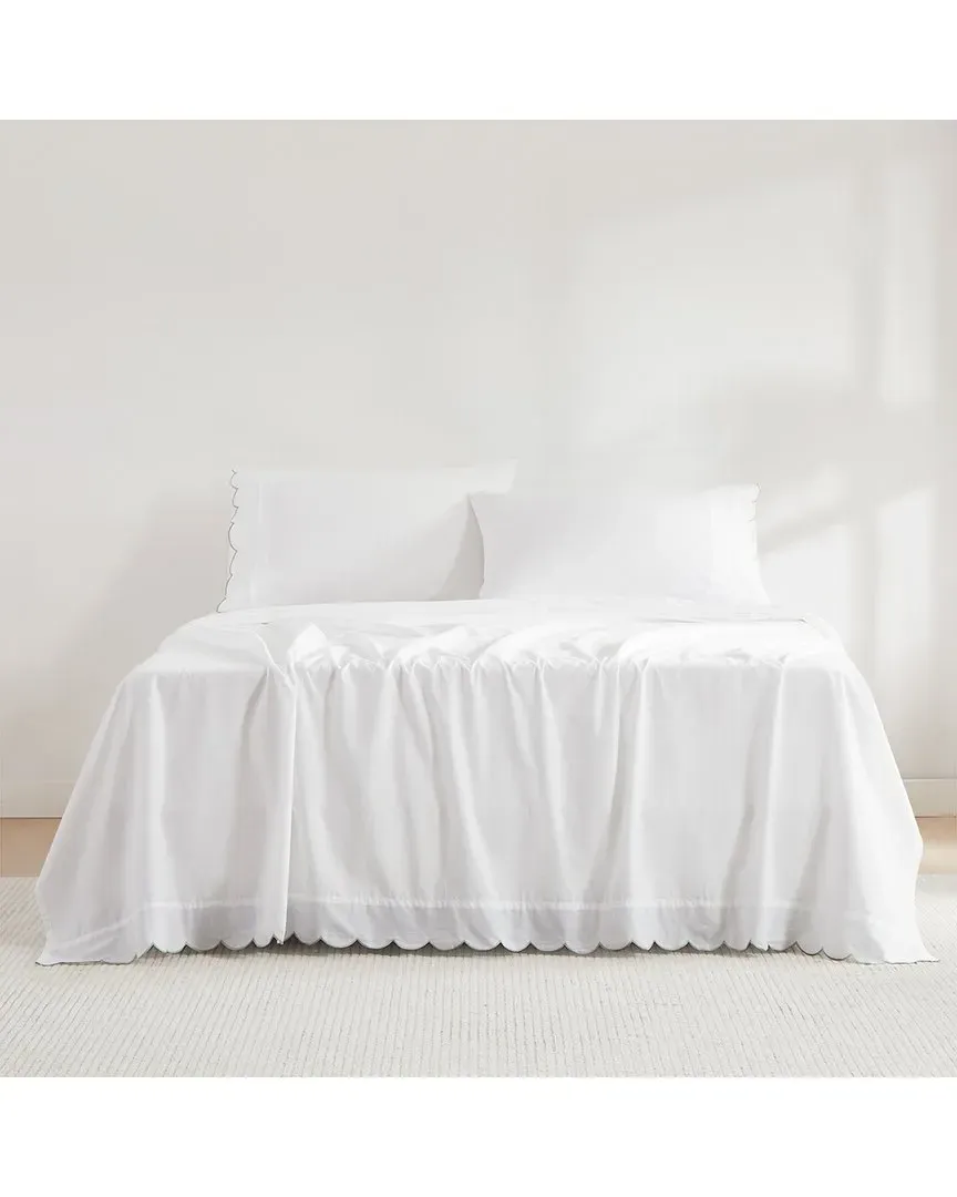 Scalloped Edge Cotton Sheet Set - Sage