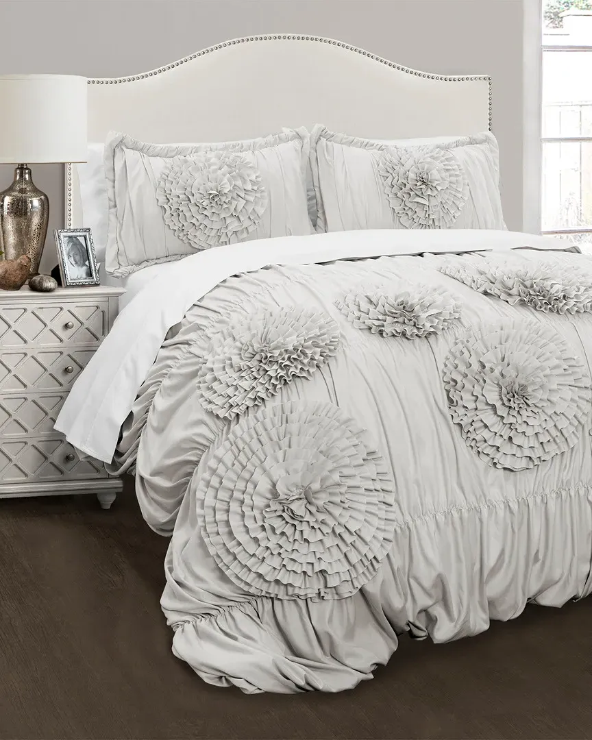 Serena 3-Piece Comforter Set - Light Gray
