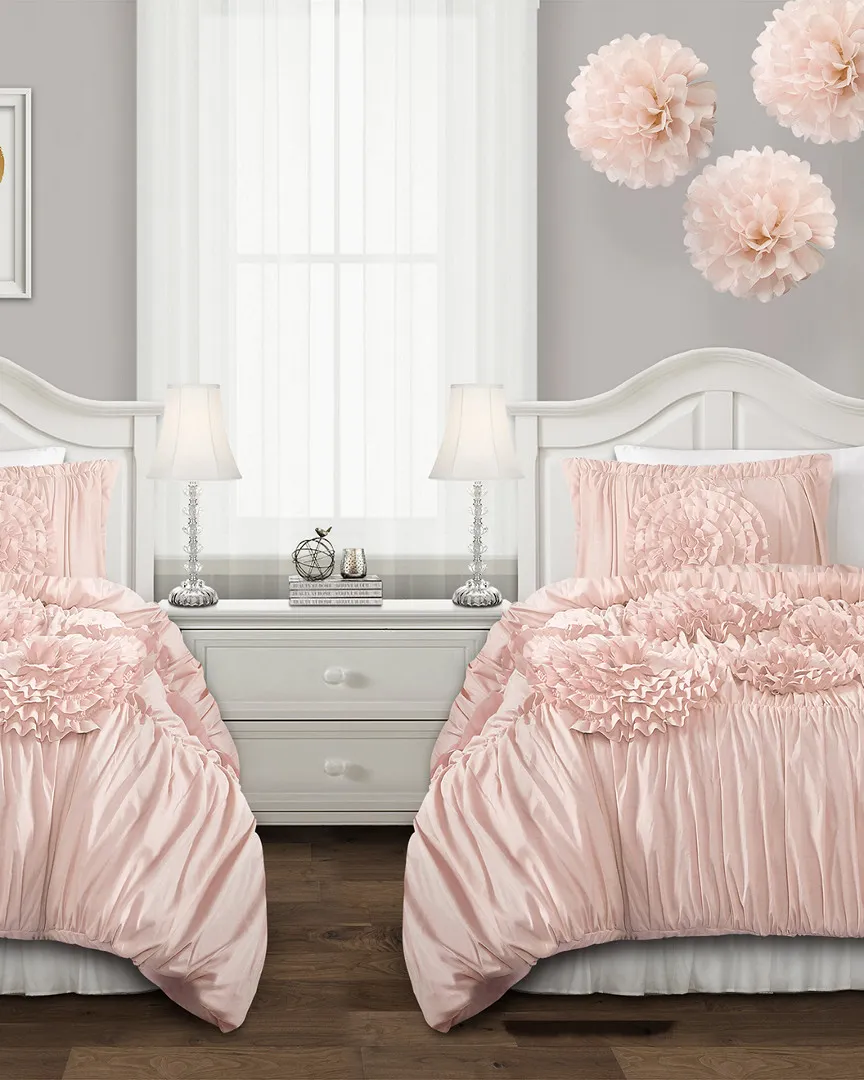 Serena Twin XL Comforter Set - Pink Blush, Polyester