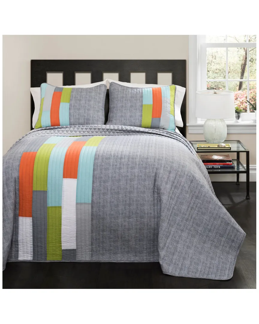 Shelly Stripe Quilt Set - Orange, Cotton