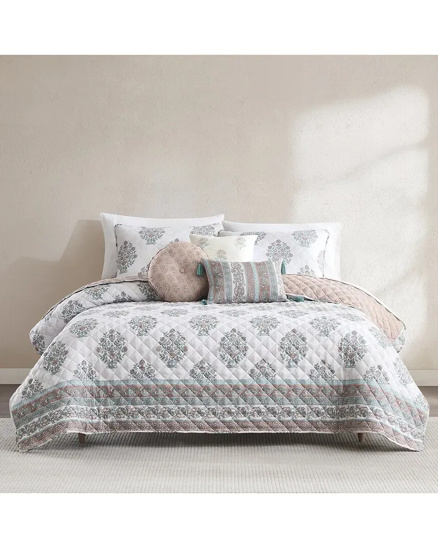 Sofia Flower Block Bouquet Reversible Quilt Set - Clay