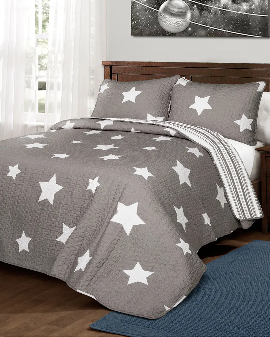 Star Quilt 3pc Set - Gray, Cotton image
