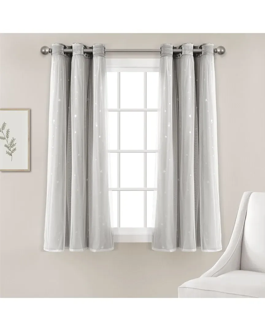 Star Sheer Insulated Grommet Blackout Window Curtain - Gray image
