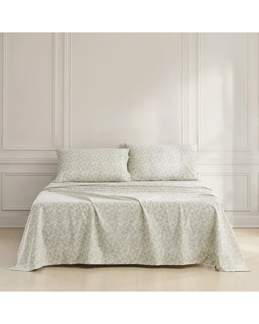 Zara Floral Block Cotton Sheet Set - Oatmeal