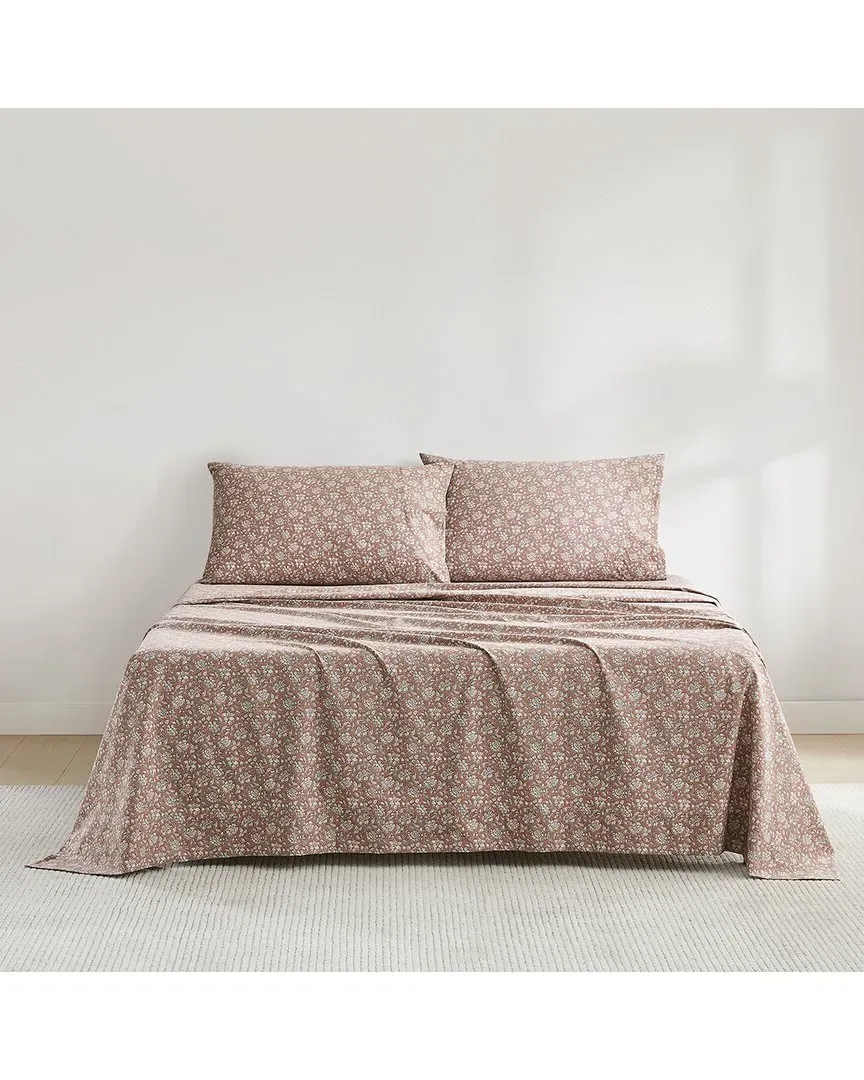 Zara Floral Block Cotton Sheet Set - Terracotta