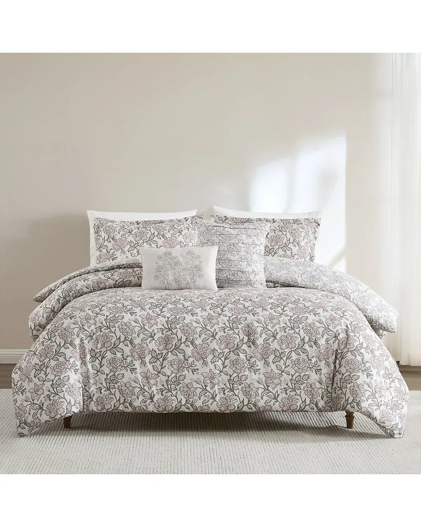 Zara Floral Block Reversible Comforter Set - Misty Rose