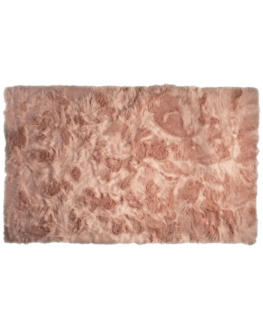 Arlington Rectangular Faux Fur Rug Machine Washable - Rose