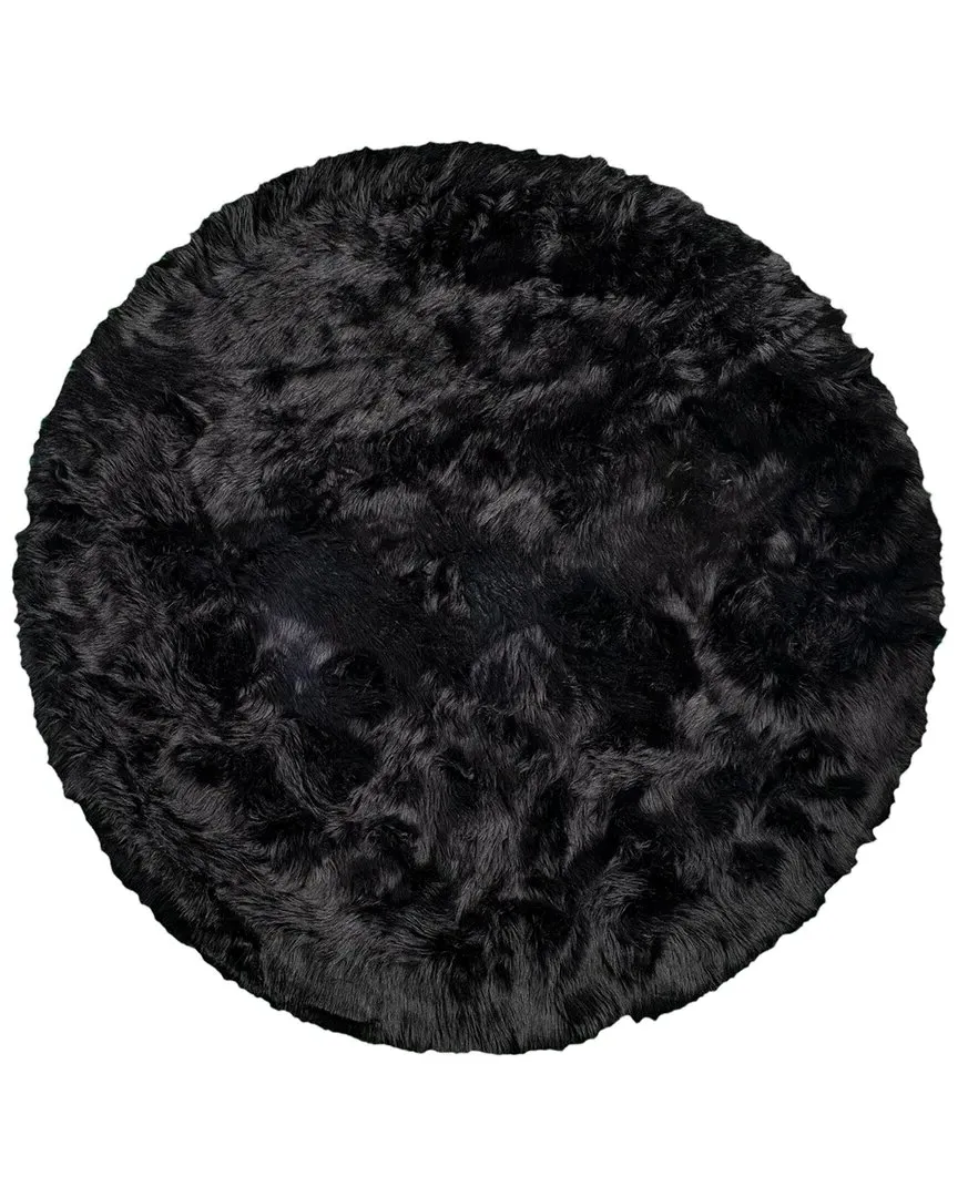 Arlington Round Faux Fur Rug Machine Washable - Black image