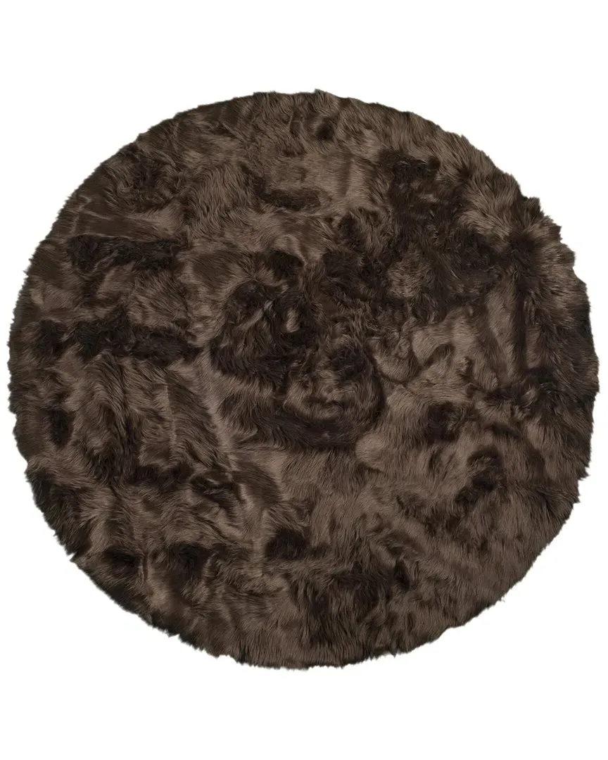 Arlington Round Faux Fur Rug Machine Washable - Chocolate