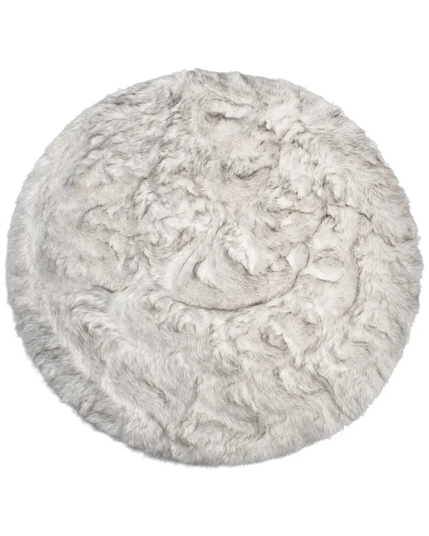 Arlington Round Faux Fur Rug Machine Washable - Grey