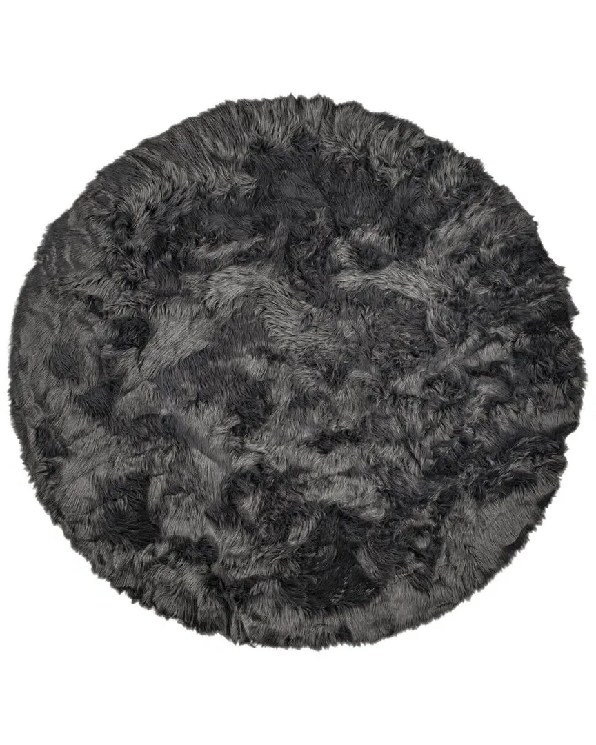 Arlington Round Faux Fur Rug Machine Washable - Grey