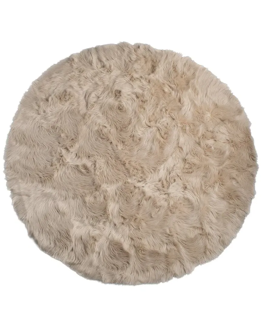Arlington Round Faux Fur Rug Machine Washable - Taupe