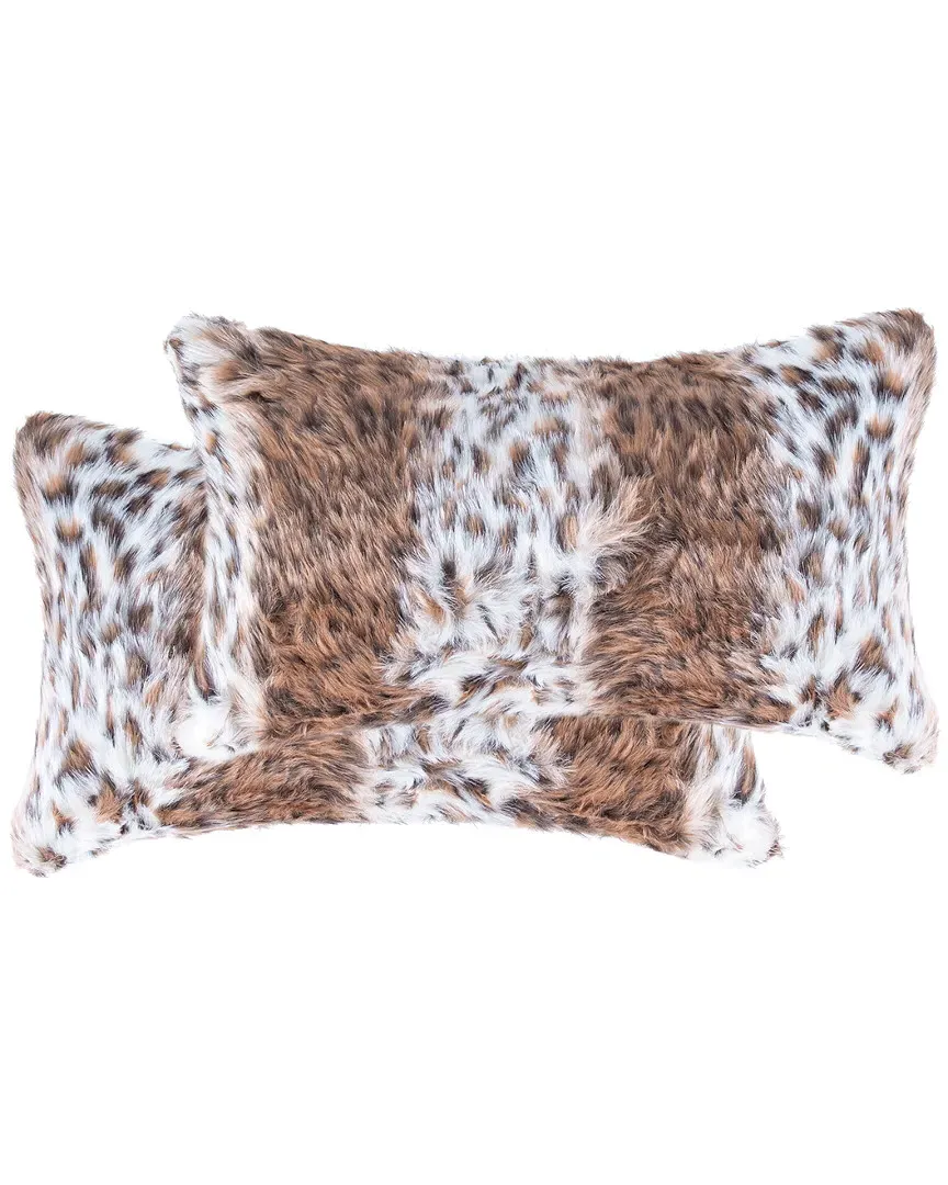 Belton Set of 2 Throw Pillows - Georgetown Lynx, Faux Fur