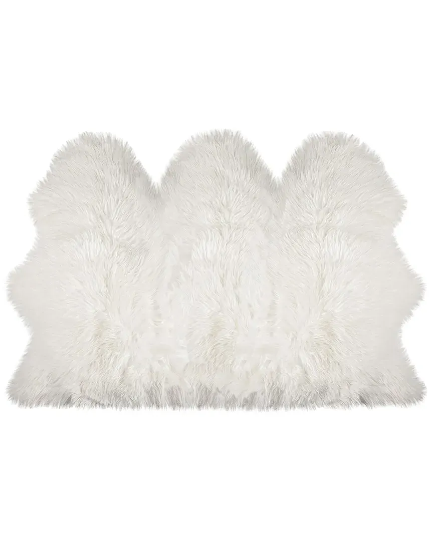 Gordon Trio Faux Sheepskin Rug - Off-White, Acrylic image