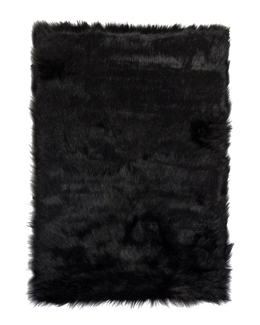 Hudson Machine Washable Faux Fur Rug - Black image