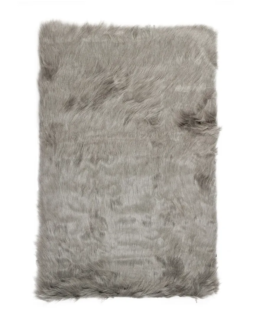 Hudson Machine Washable Faux Fur Rug - Grey