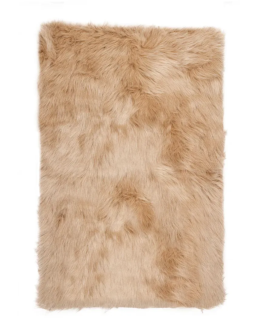 Hudson Machine Washable Faux Fur Rug - Tan