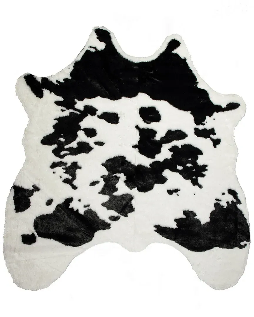 Machine Washable Faux Hide Rug - Black and White image