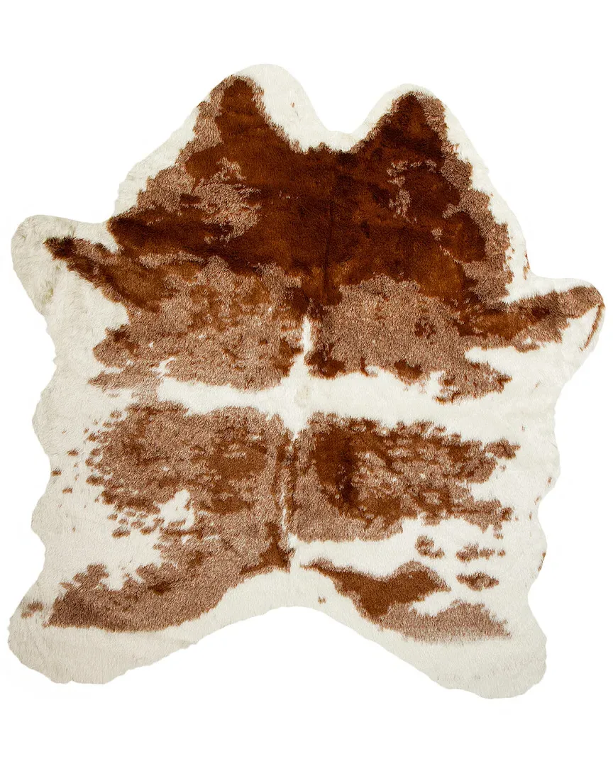 Machine Washable Faux Hide Rug - Brown and White image