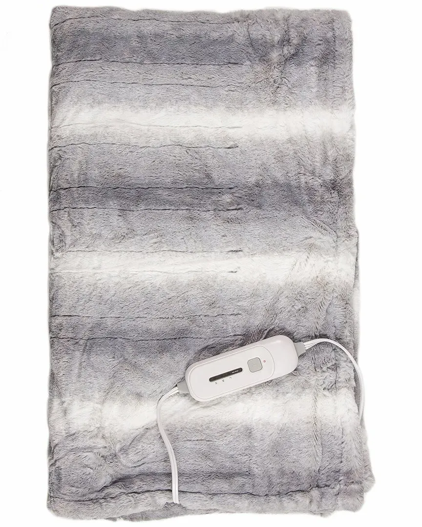 Natural Group Faux Fur Heated Throw - Grey