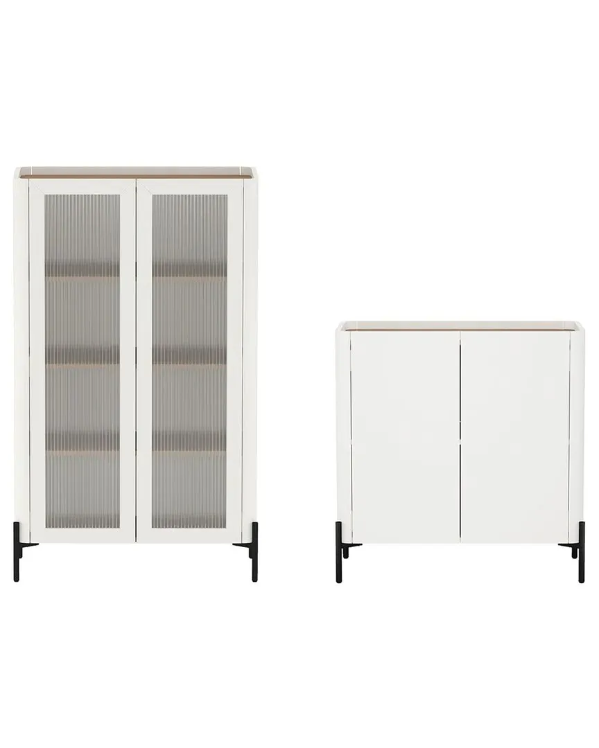 Abbey 2-Piece Cabinet Set with Storage - Brown