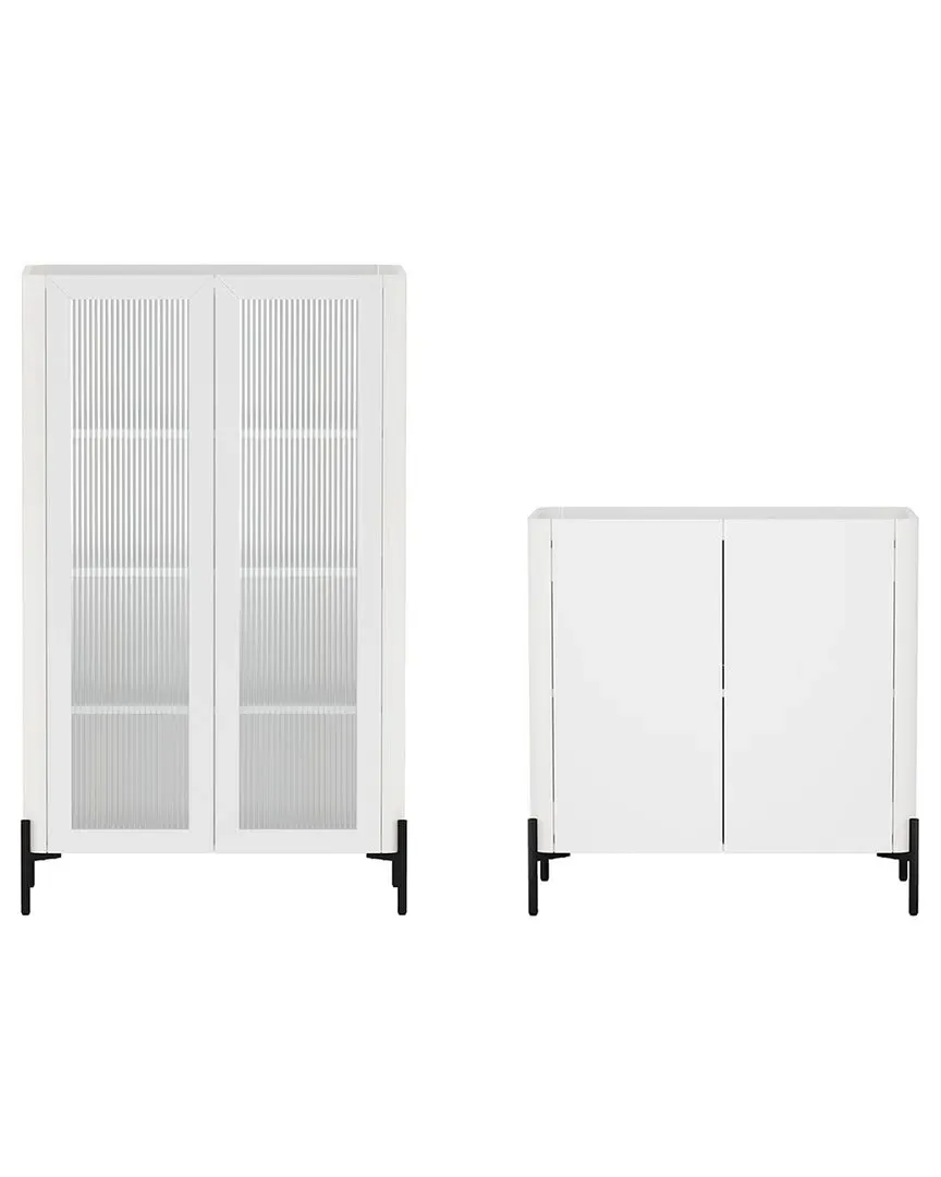 Abbey 2-Piece Cabinet Set with Storage - White