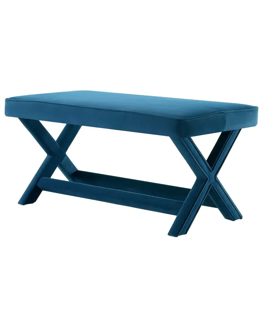 Abigail Upholstered Bench - Blue, Velvet