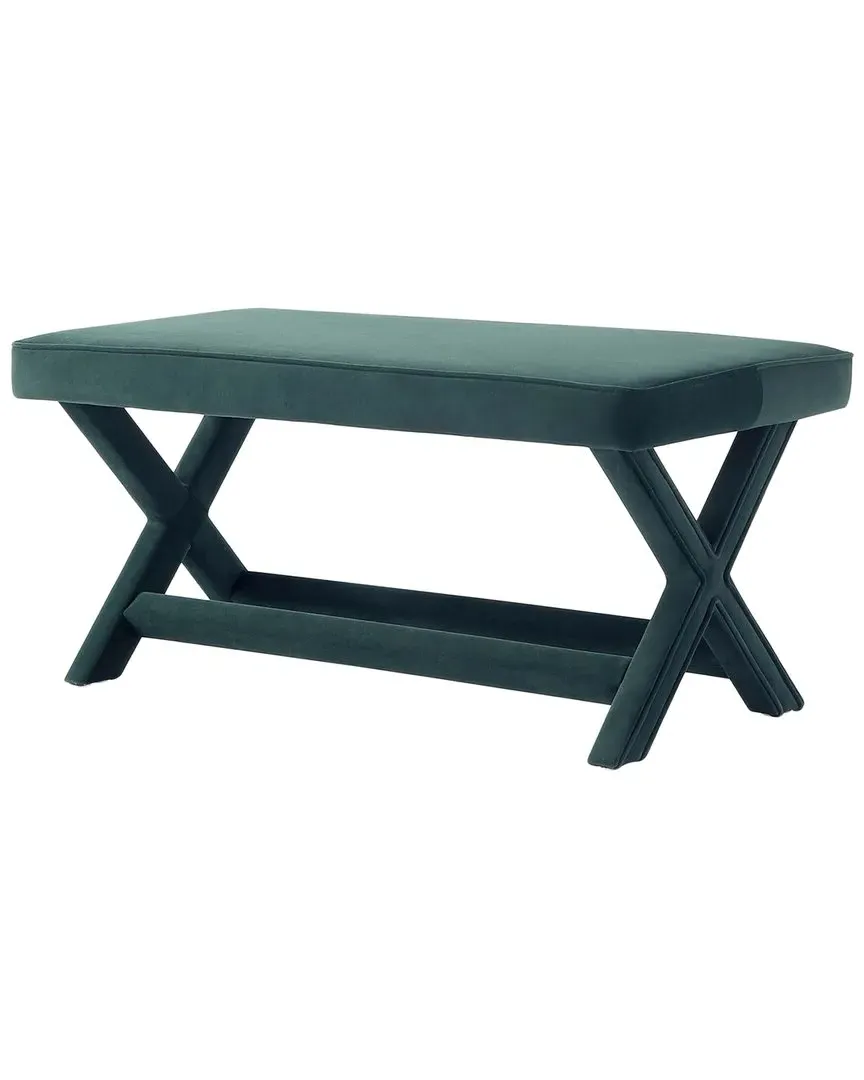 Abigail Upholstered Bench - Green, Velvet